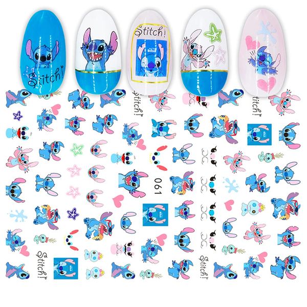 SANTA Cute Stit_ch Nail Stickers Kawaii Cartoon Nail Stikers Self-Adhesive Nail Decals for Women Girls Kids Nail Art Stickers (75+Decals)