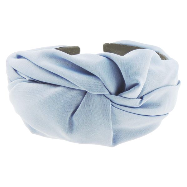 Womens Girls Gathered Rouched Knot Twist Wide Thick Jersey Fabric Fashion Formal Evening Boho Vintage Headband Alice Band Hair Hairband Christmas Birthday Wedding Guest Bridesmaid (Dusky Blue)