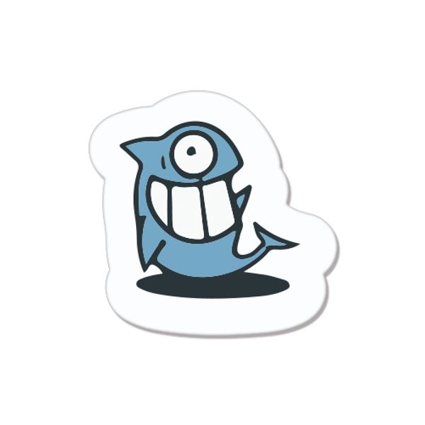 Shark One Eye Funny car bumper sticker decal 4" x 4"