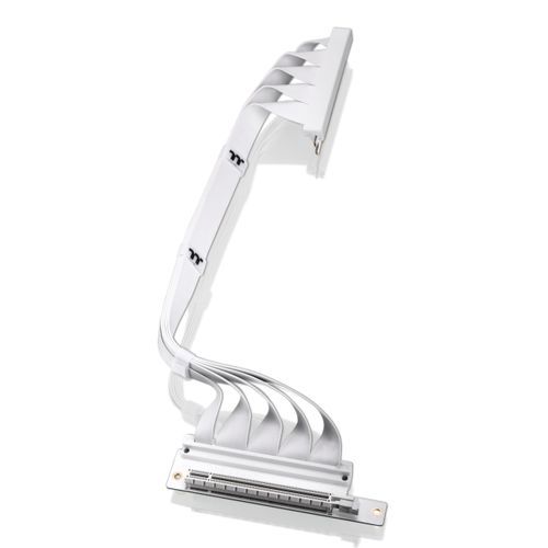 Thermaltake PCIe 4.0 Dual 90°Degree Connectors Riser Cable; White; 16Gbps High-Speed Transmission; 400mm; EMI Shielding; AC-077-CO6OTN-C1; 3 Year Warranty