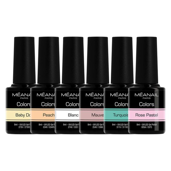 Méanail Paris Gel Nail Set of 6 Colors, UV/LED Compatible, Color Gel, Cookie Set, Cruelty Free, Vegan, 10-FREE