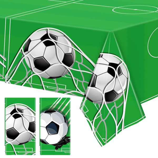 durony 2 Packs Soccer Table Covers Plastic Soccer Party Tablecloths for Soccer Event, Soccer Party Supplies Set Birthday Party Outdoor School Event Decorations