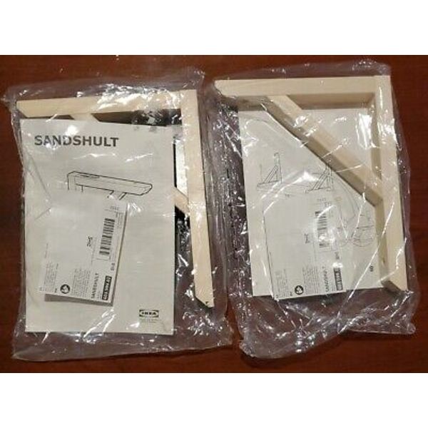 Set of 2 Ikea SANDSHULT Wall Bracket for 7 ⅞" or 11 ⅞" Shelf Wood Aspen NEW