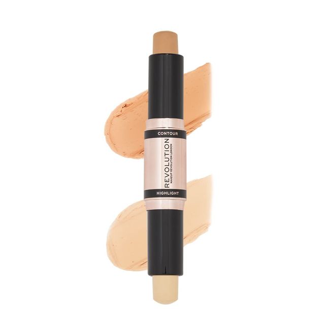 Makeup Revolution Contour Stick Duo Cream Contour & Highlight, Defines Cheekbones & Sculpts the Face, Vegan & Cruelty-Free, Light, 2.4g