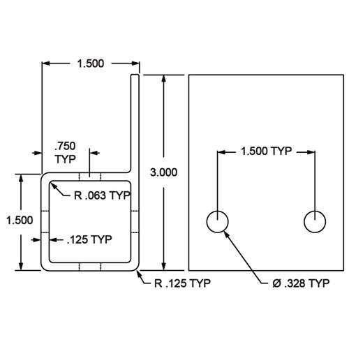 80/20 Inc., 9706, 1.5" x 1.5" RT Square Tube with Flange x 12"