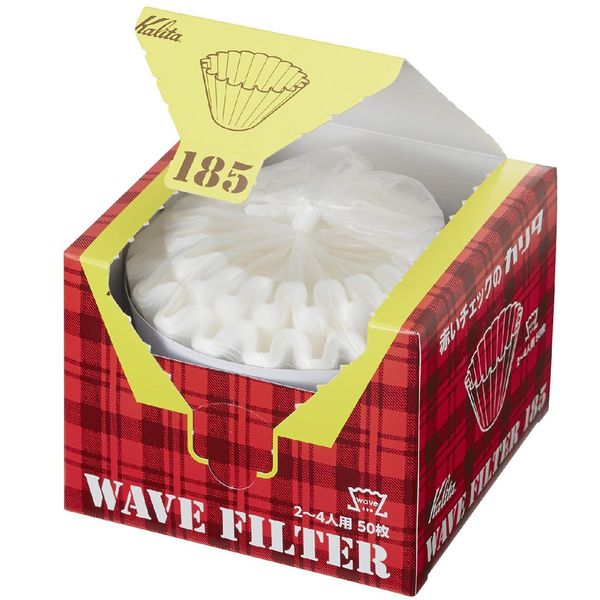 Kalita Wave Series KWF-185 #22210 Coffee Filters, White, Serves 2-4 People, 50 Sheets/Box