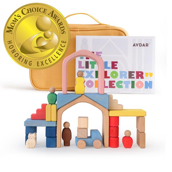 AVDAR Wooden Building Blocks for Toddlers 2-4 Years, Wooden Blocks Ages 1-3 Montessori Toys (Mom's Choice Award Winner)