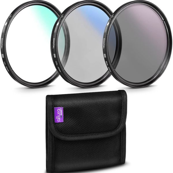 Altura Photo 52MM Lens Filter Kit - Includes 52MM ND Filter, 52MM Polarizer Filter, 52MM UV Filter - UV, CPL Polarizing Filter, Neutral Density for Camera Lens with 52MM Filters + Lens Filter Case