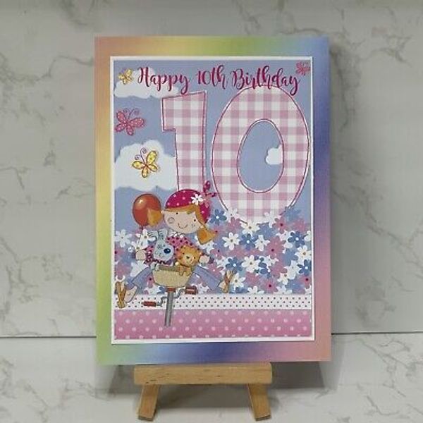 Handmade | Card | Pets| Colourful | Birthday | 10th Birthday Card Female Cycle