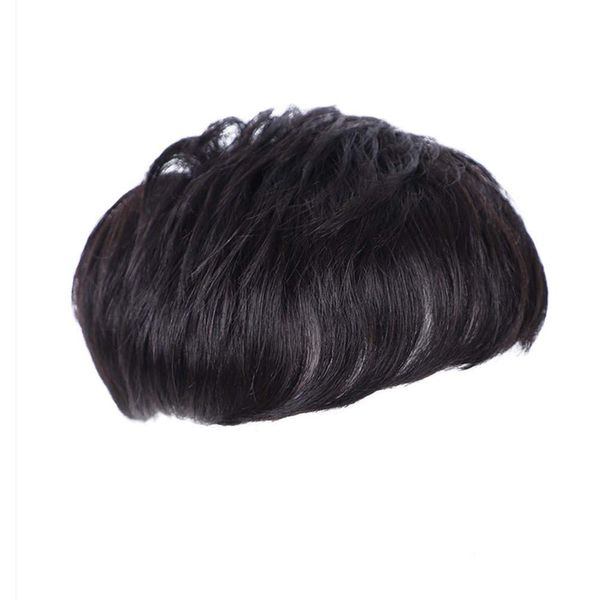 AISIHAIR Hair Piece Wig, Men's, Wig, Black, Breathable, Short, Top Cover, Bangs Included