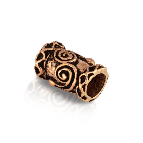 NKlaus Bronze Beard Bead Antique Rustic Look German Celtic Viking Gothic 3149