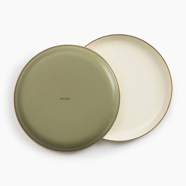 Barebones Enamel 2-Tone Plate Set of 2 Olive Drab