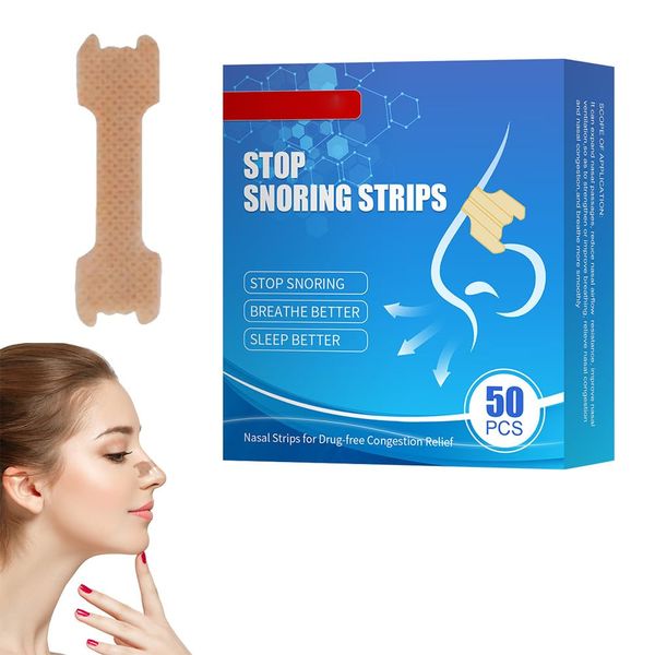 Nasal Strips, Anti Snore Nasal Strips for Snoring, Nasal Strips for Breathing, 50 Pcs Nose Strips to Stop Snoring, Nose Strips for Breathing, Relieve Nasal Congestion, Anti Snoring, Improve Sleeping