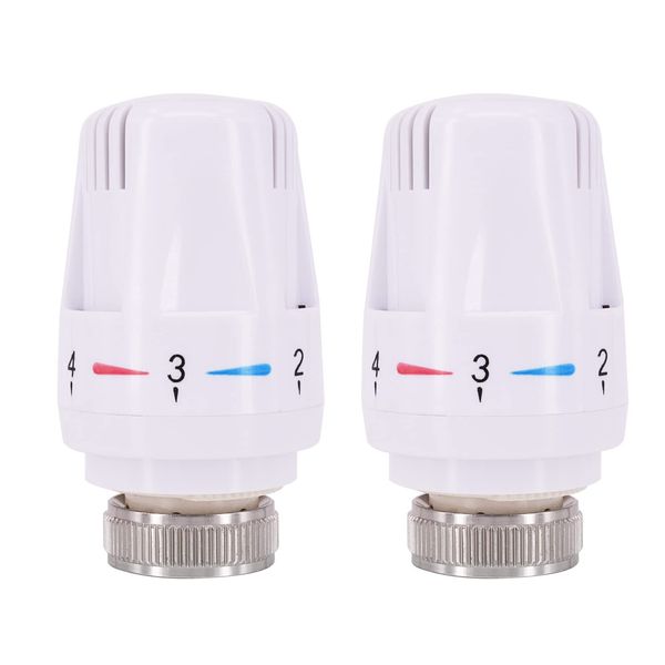 2PCS Thermostatic Radiator Valve Replacement TRV M30 X 1.5 Radiator Thermostatic Head Radiator Valve Head Heating System Temperature Control Valve Standard Radiator Thermostat Head for Home Office