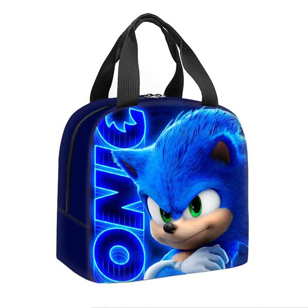 Bonamana Sonic Lunch Bag for Kids 3D Printed Anime Digital Pattern Insulated Bag Food Container Thermal Lunch Children's Tote Bags Leak-Proof Cooler Bag (Sonic The Hedgehog)