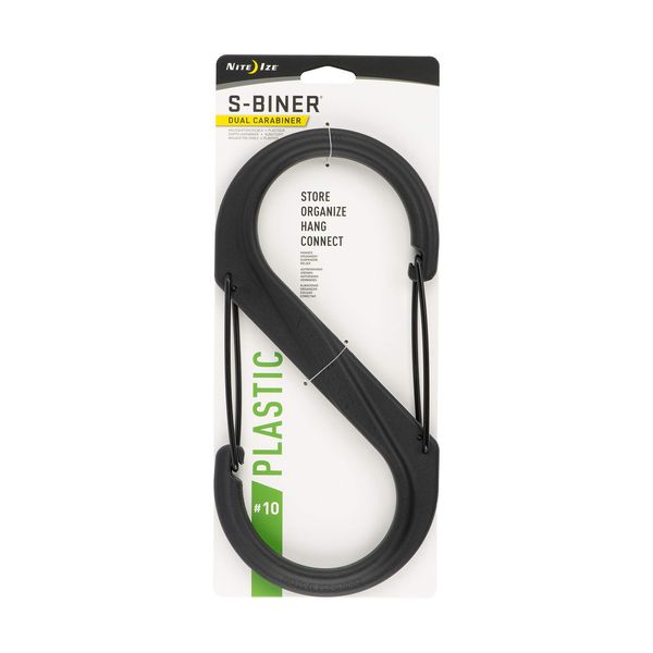 Carabiner Clip, 10-3/8 in., Plastic, Black