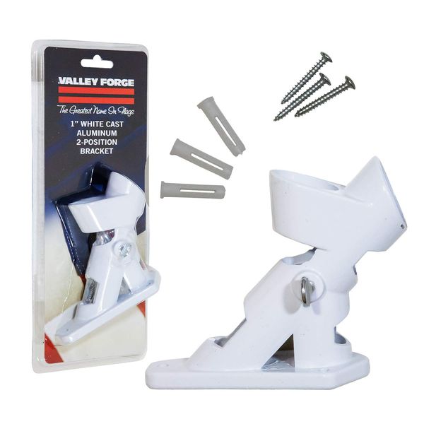 Valley Forge, American Flag, Aluminum Bracket White Powder Coated, 2-Position Pole Holder