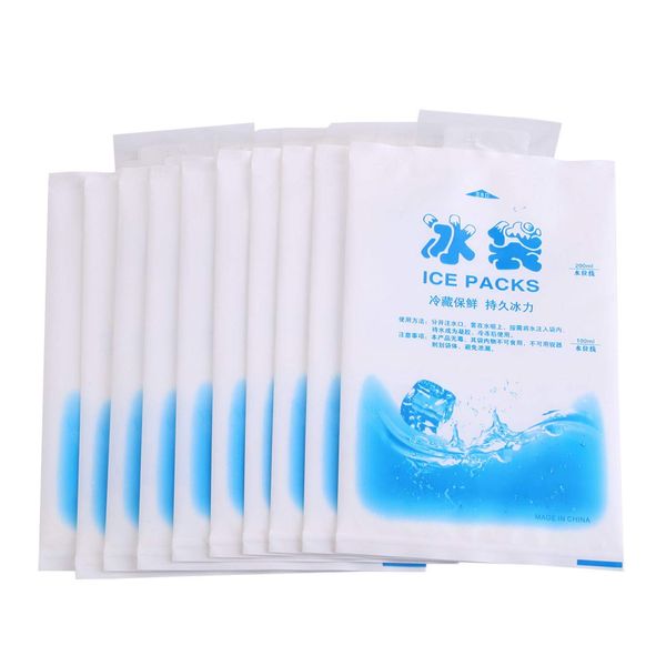 Ice Pack, 10pcs Reusable Ice Packs Gel Cooling Bags for Food Vegetable Wine Medical Industrial Use, Auto Water Absorption, Leakproof, Long Lasting Cold Pack (200ml)