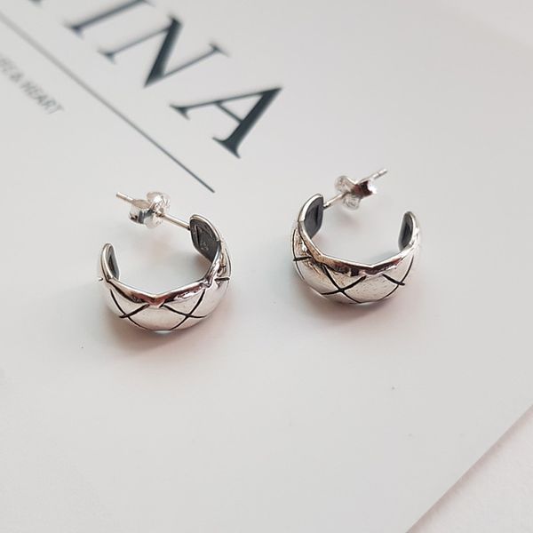 [Free Shipping] 925 Silver Vintage Cross Modern Simple Oil Painting Ring Earrings