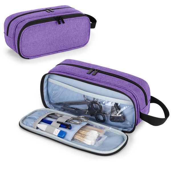 Trunab Stethoscope Case Shockproof Stethoscope Bag Double Layer Stethoscope Case for Storage, Purple (Holds 2 Stethoscopes)