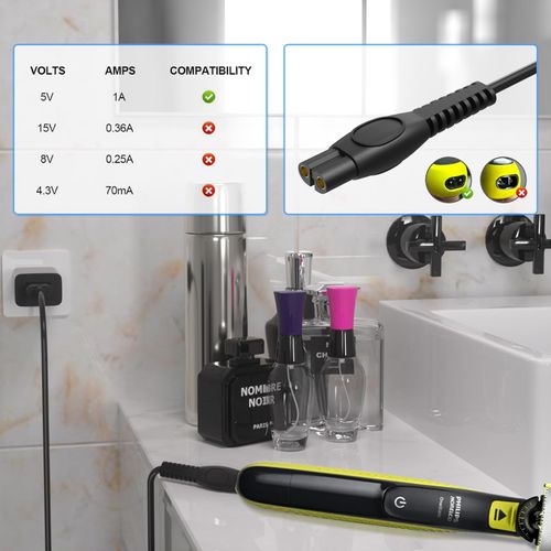 5V Charger for Philips Norelco OneBlade QP2724 QP2734 QP2834 QP4530 QP1924 S7887 MG5910 MG7910 Electric Trimmer and Shaver, USB-A Shaver Charging Cable with Plug