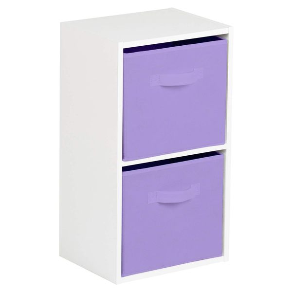 Hartleys 2 Tier White Cube Unit - Light Purple Storage Boxes
