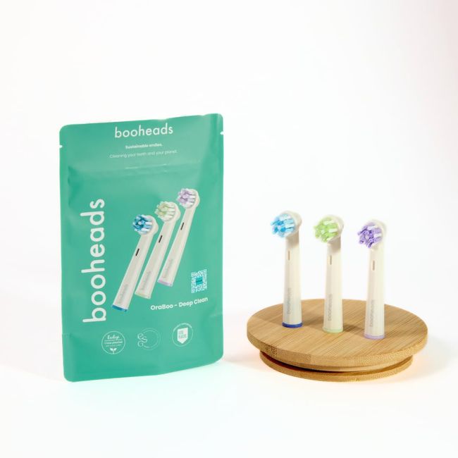 booheads Oraboo - Biodegradable Electric Toothbrush Heads Compatible with Oral-b Electric Toothbrush - 3 Heads Pack | Eco-Friendly Biodegradable Recyclable Zero Waste (Deep - Multi)