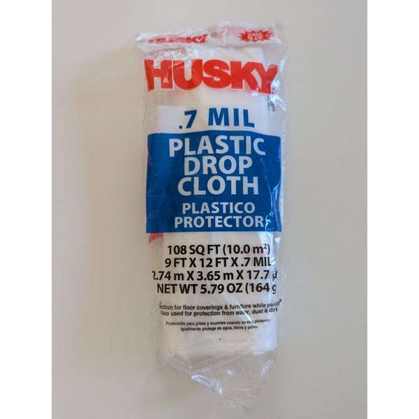 Husky Plastic Drop Cloth 9FT X 12FT X .7 MIL