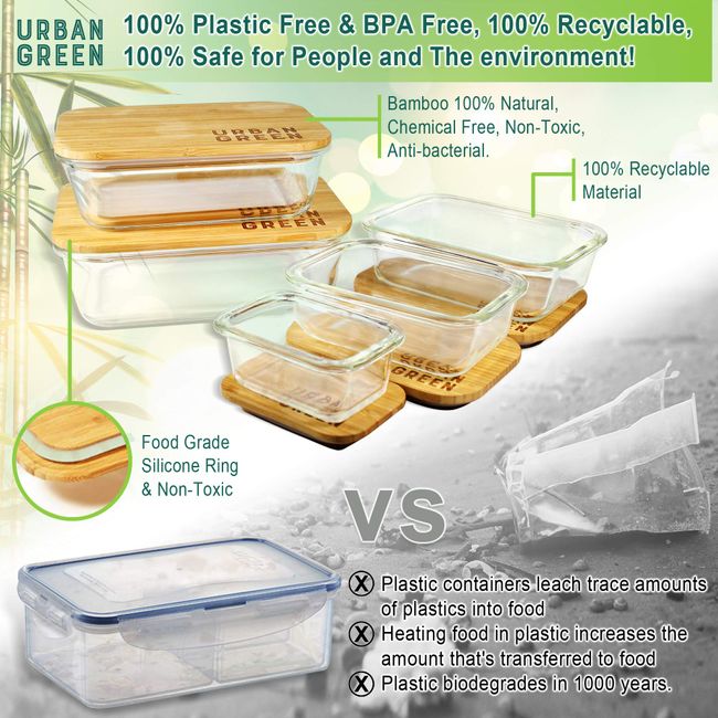 Prep Naturals Glass Meal Prep Containers - Food Prep Containers with Lids Meal