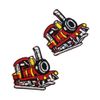 Small Embroidered Iron Patch [Steam Train] Set of 2 / Glue Vehicle Train Red Patch Applique
