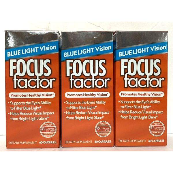 3x  FOCUS FACTOR ~ BLUE LIGHT VISION  Promotes Healthy Vision W/ Zeaxanthin
