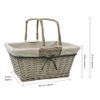JVL Arianna Rectangular Willow Shopping Basket, Grey Wash