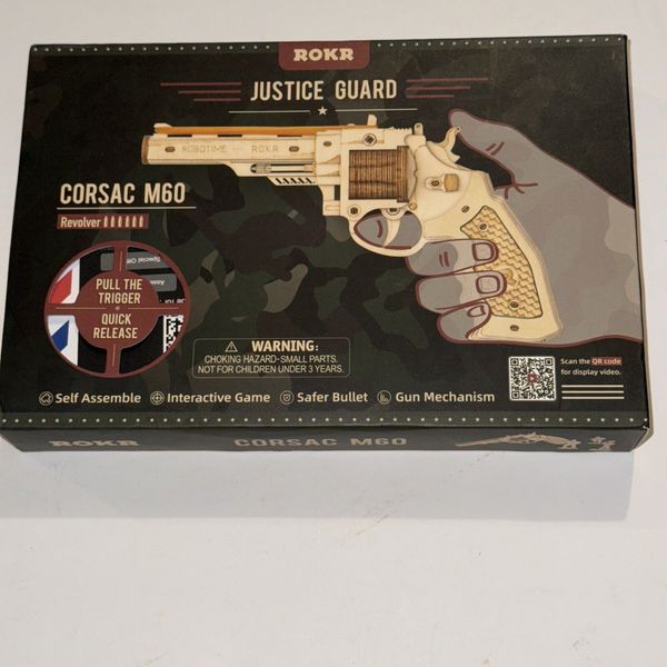 ROKR Justice Guard 3D Wooden Puzzle Corsac M60 Toy Rubber Band Revolver: NIB