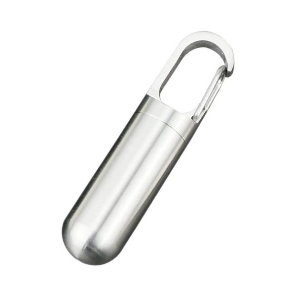 Keychain Pill Holder Portable Stainless Steel Pill Box Container Waterproof Toothpicks Holder Mini Pill Case for Outdoor Travel Purse Pocket