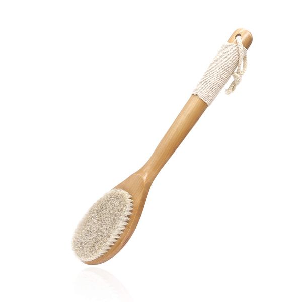 Maltose Body Brush, 100% Horse Hair, Back Brush, Direct Handle, Back Cleaning Brush, Soft, Natural Material, Body Wash, For Baths, Beautiful Skin, Women