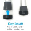 Deluxe TuffCovers Walker Glide Caps - 2 Pairs (Black)