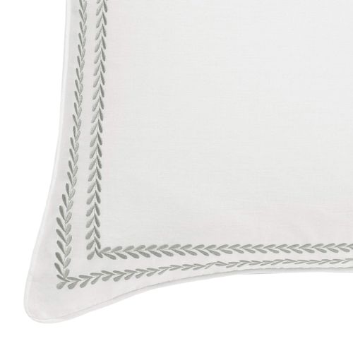 Laura Ashley Home - Euro Sham Set, Smooth Cotton Shams with Zipper Closure, Lightweight & Stylish Home Decor (Stitched Vine Leaf Grey, 2 Piece)
