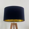 Navy Blue Velvet Brushed Gold Oval Lampshade