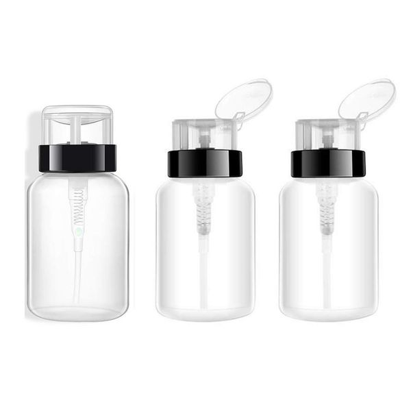 3 Pcs 200ml Nail Polish Remover Pump Dispenser Push Down Cleanser Bottle Empty Nail Polish Remover Liquid Bottle Container Jars for Nail Polish and Cosmetics Makeup Remover Nail Art Tool Travel Set