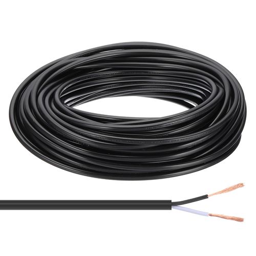 PATIKIL 65Ft 18/2 PVC Covered Wire, 300V SVT Round Lamp Cord Insulated Heat Resistant Electronical Flexible Cable for LED Lamp Wire Audio Cable Speaker, Black, UL Listed