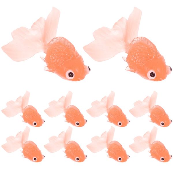 Gadpiparty 10Pcs Goldfish Toy Soft Rubber Goldfish Simulation Fish Fake Goldfish Artificial Floating Fishes Ornament Decorations for Aquarium Fish Tank Home Office Desktop Decor