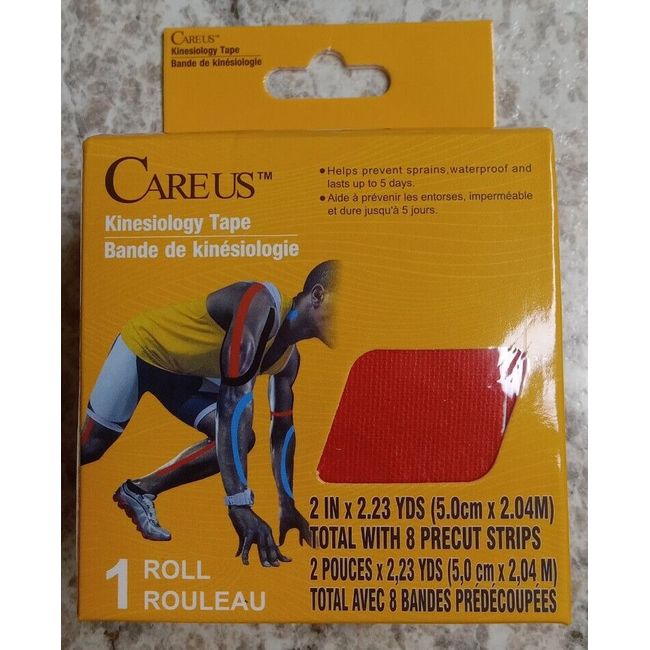 Careus Kinesiology Tape KT Tape 8 Precut Strips 2"x 2.23 YDS RED