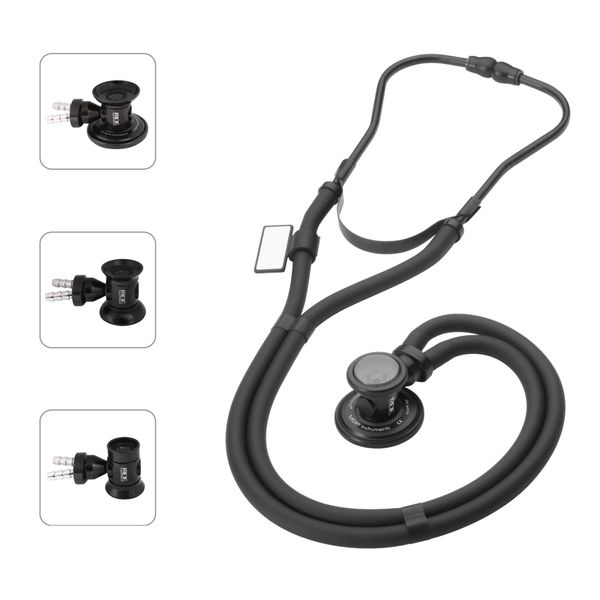 MDF Sprague Rappaport Dual Head Stethoscope with Adult, Pediatric, Black Tube, Infant Convertible chestpiece, MDF767BO