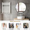 24" Round Bathroom Mirror Wall Mounted Make Up Vanity Mirror W/Black Metal Frame