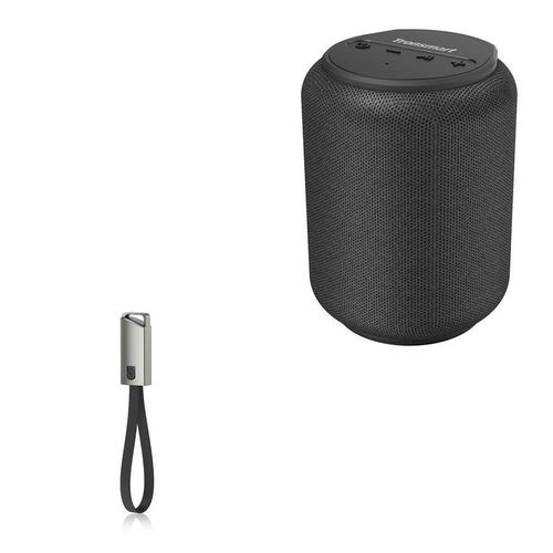 BoxWave Cable Compatible with Tronsmart T6 Mini Upgraded Portable Speaker - USB Type-C Keychain Charger, Key Ring USB Type-C to Type-A 8 in USB Cable - Jet Black