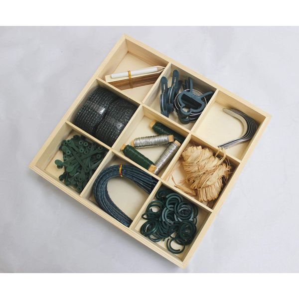 Garden Mile Essential Gardening One Tool Box - Wooden Storage Box with a Variety of Ties, Hooks, Clips, Rings, Binding and Holders Tool Kit - Garden Accessories Plant Gift for Gardener or Fathers Day