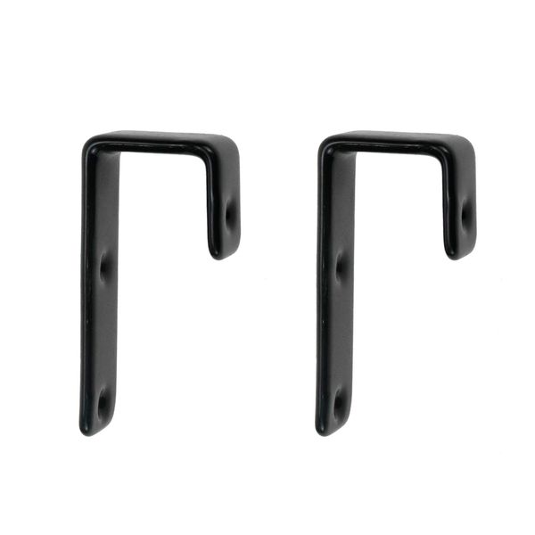 Geesatis 2 Pcs Bed Ladder Hooks Utility Hooks Hanger J Hooks Heavy Duty Metal PVC Coated for Bed Decoration Hook Tool, with Mounting Screws, Black, Length 25 mm