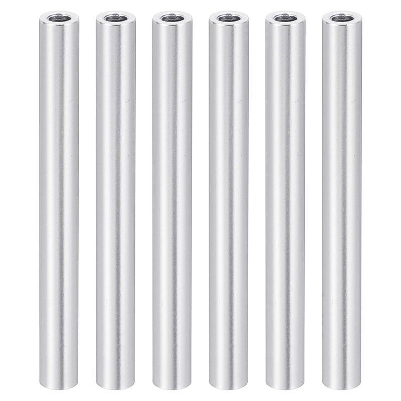 PATIKIL M3 Aluminium Abstandshalter, 6 Stück Metall Abstandsbolzen Hülsenmutter 3mm ID X 5mm OD X 50mm L Gewindeabstandshalter Schraubenabstandhalter Rund Fur Rc Auto Silber