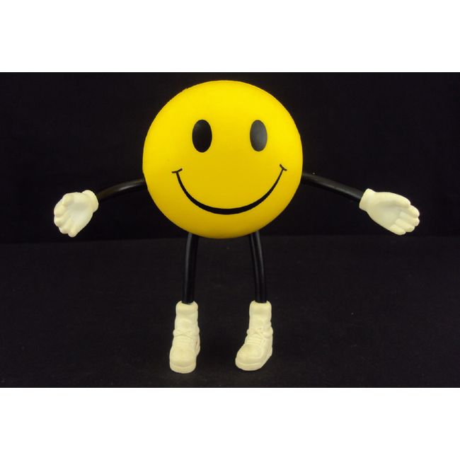 Smiley Face Stress Relief Ball ~ CASE LOT 12 UNITS ~ Adjustable Arms/Legs