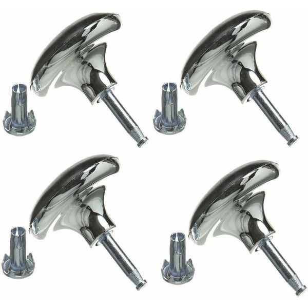 Just Accessories Chrome Furniture Bed Feet Leg Glides Castors and Insert For Divan Bed Base Sofa Settee Chair (8)